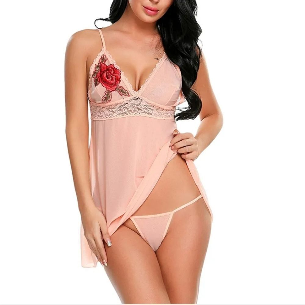 Sexy Lingerie For Women Babydoll Lace Chemise Sleepwear Underwear Dress Thong US - Picture 2 of 6